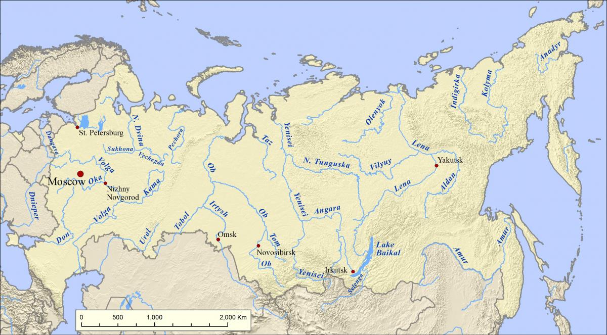 ロシアの河川地図