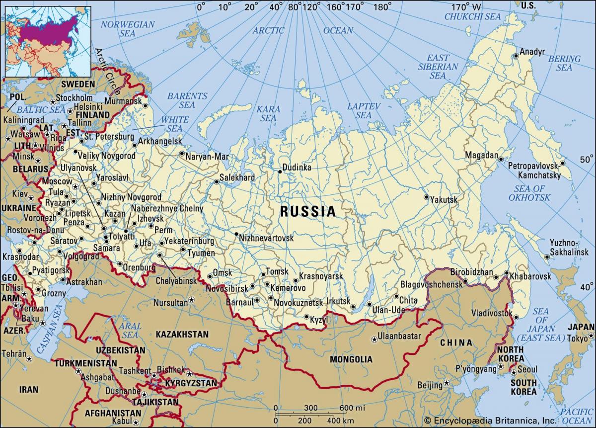 地図上のロシア