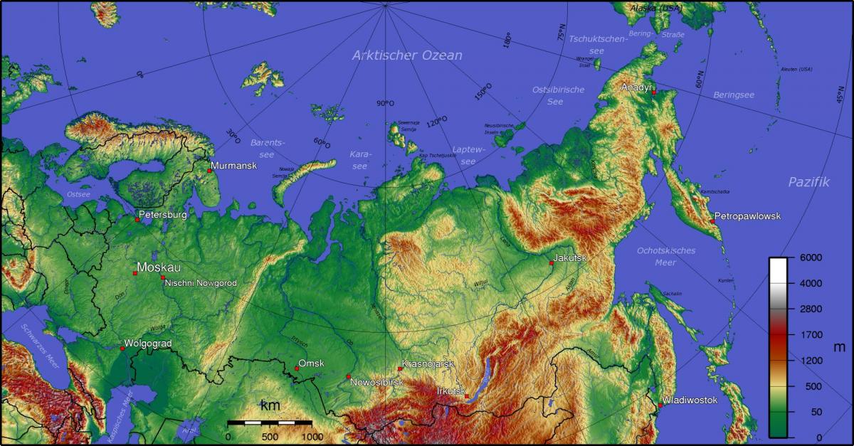 ロシアの地形図