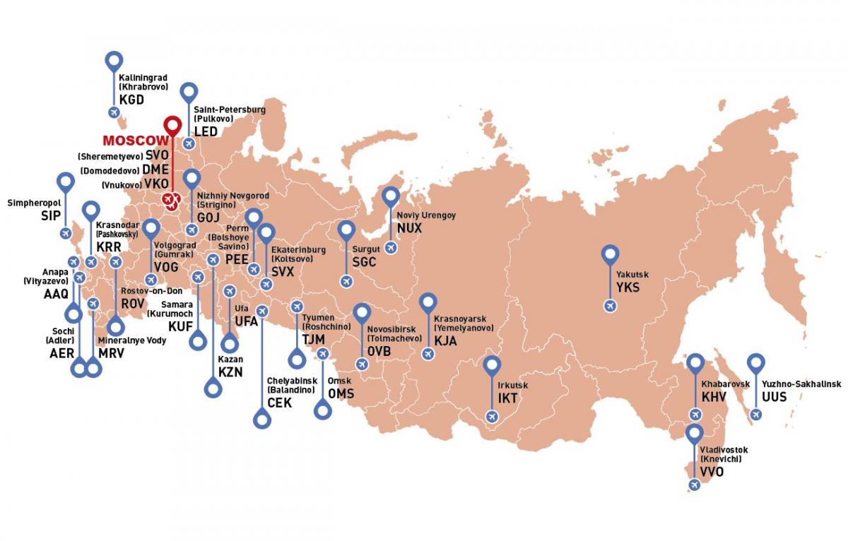 ロシアの空港の地図