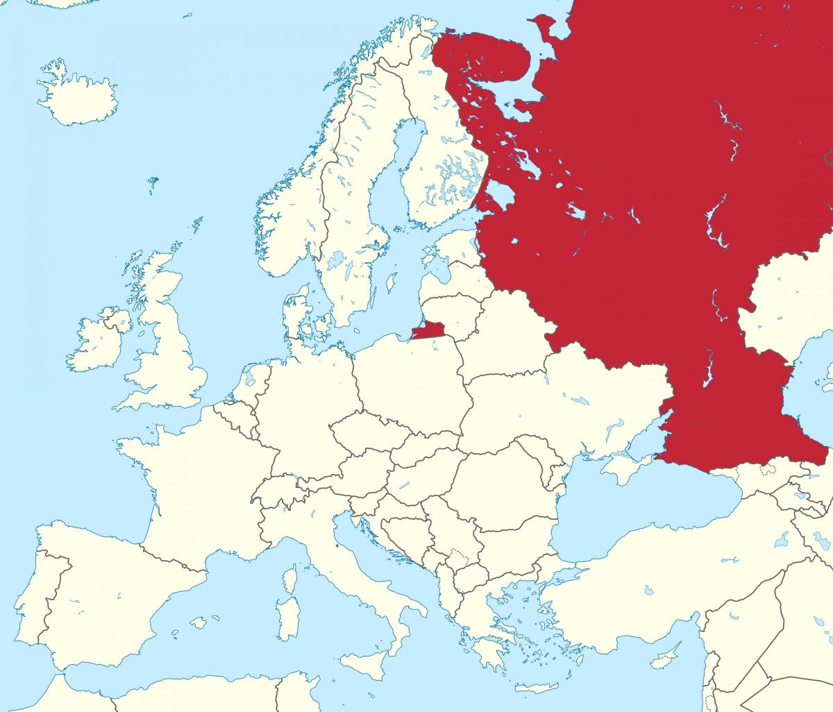 ヨーロッパの地図上のロシアの位置