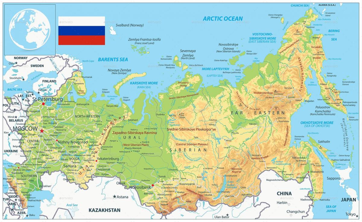 ロシアの国の地図